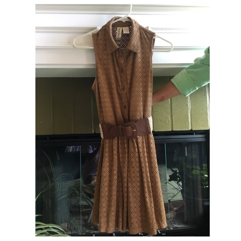 Faux Seude collared dress (belt removable)